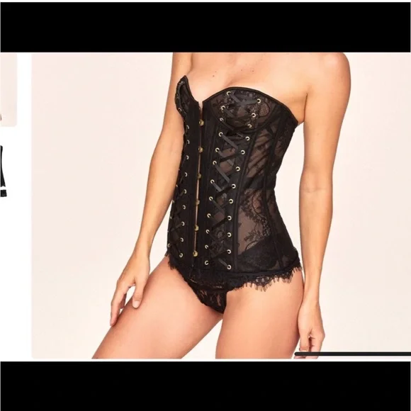 Cross Satin Ribbon Laced Up Corset Victorian